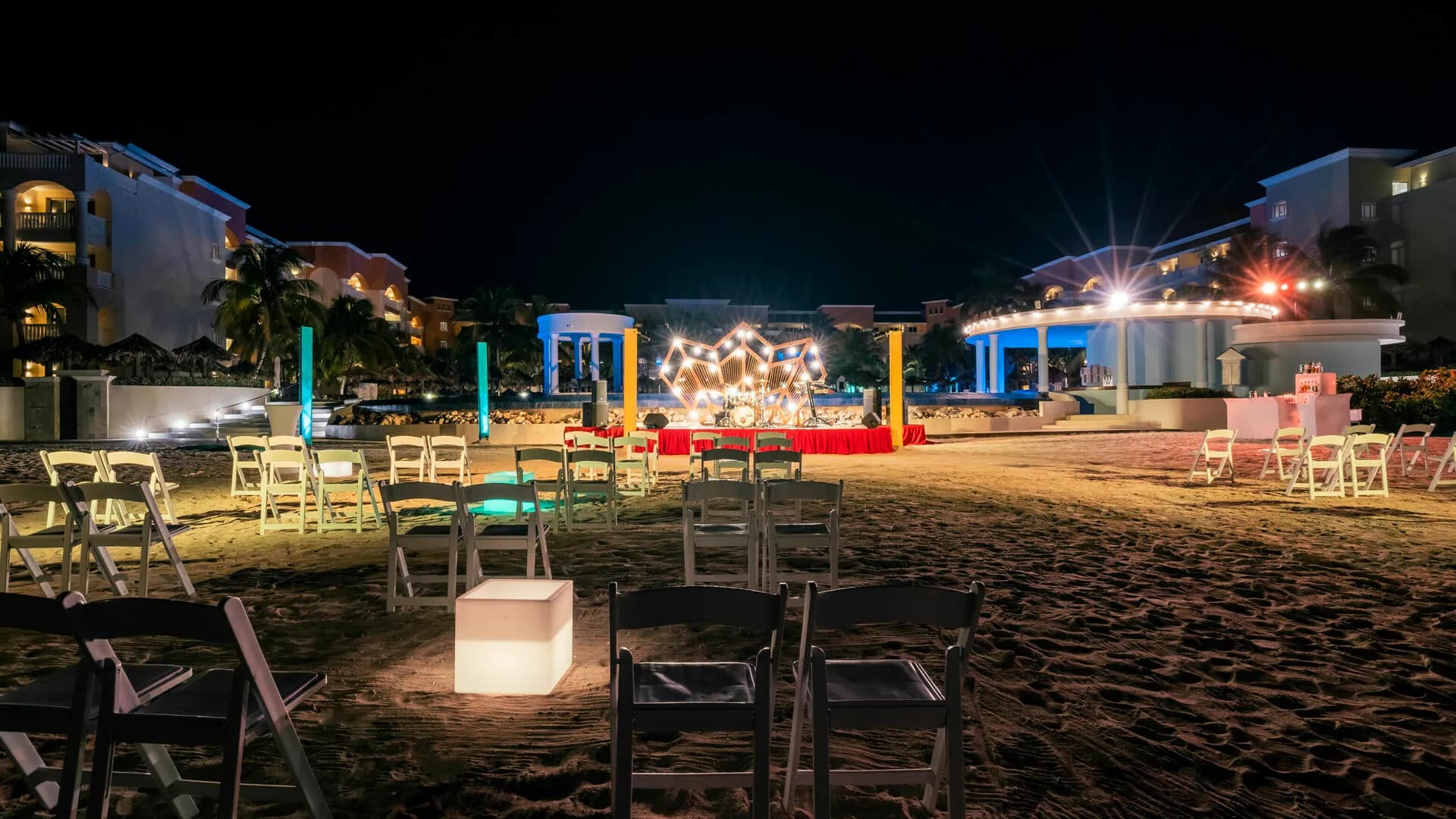 An evening event on the resort beach