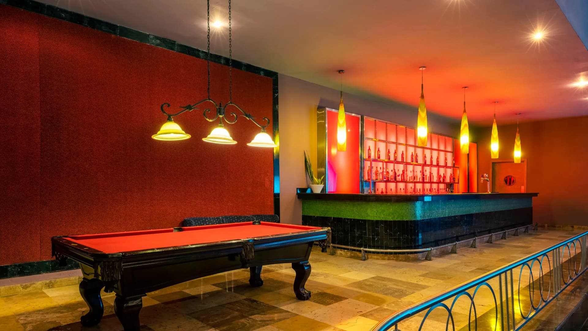The resort's bar and games room